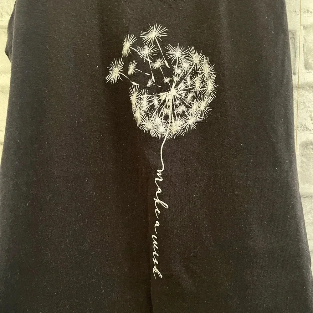 Women’s black dandelion racerback tank top “make a wish” Size Medium - Picture 3 of 4